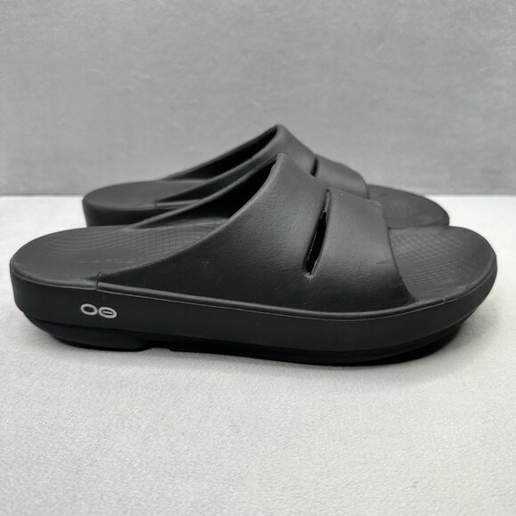 OOFOS OOahh Womens Size 10 Sandals Black Recovery Lightweight Comfort Slides - Picture 1 of 8